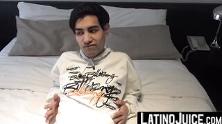 LatinoJuice.com - Cute twink Bryan finds himself enduring a huge cock entering his we