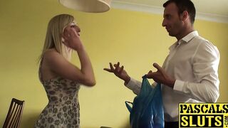 Adorable chick spanks herself while a dom bangs her hard