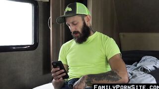 Daddy banging his twink stepson crude before creampie