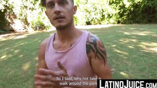 LatinoJuice.com - Inked bisexual Gabo enjoys swallowing my big long cock in exchange