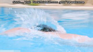 Gorgeous petite Evelin skinny dips to seduce crush