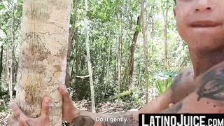 LatinoJuice.com - Tattooed Latino Cain Gomez bred hard outdoors by Robert