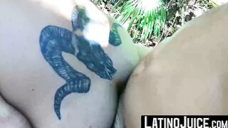 LatinoJuice.com - Tattooed Latino Cain Gomez bred hard outdoors by Robert