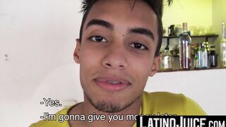 LatinoJuice.com - Venezuelan cutie Nicolas crowds his hungry mouth with two uncut coc
