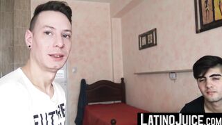 LatinoJuice.com - College dude Benja squeezed my balls and cock so I can cum on his p