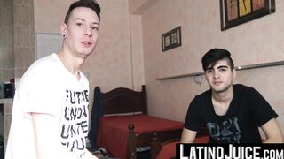 LatinoJuice.com - College dude Benja squeezed my balls and cock so I can cum on his p