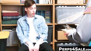 Perps4Sale.com - Skinny thief twink offers hunk cop a sloppy blowjob