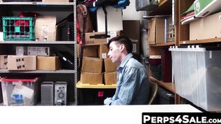 Perps4Sale.com - Skinny thief twink offers hunk cop a sloppy blowjob