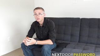 Skinny guy with glasses AJ Luis masturbates after interview