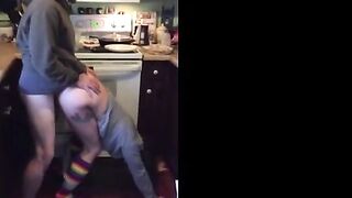 Brunette MILF Amateur Gets Kitchen Doggy-Style Orgasm