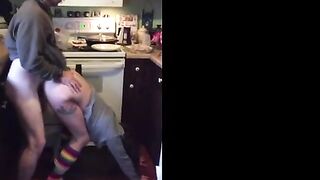 Brunette MILF Amateur Gets Kitchen Doggy-Style Orgasm