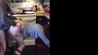 Brunette MILF Amateur Gets Kitchen Doggy-Style Orgasm