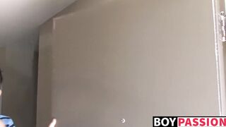 Inked twink drilled doggystyle after sucking neighbors dick
