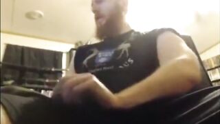 Muscular Redhead Jerks Off His Huge Cock
