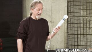 Submissive beauty paddled and whipped by mature dom