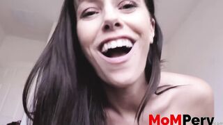Natural tits stepmom Alana Cruise riding young dick after BJ