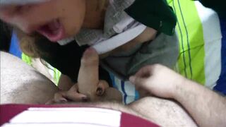 Adorable school girl begs me not to take my penis out