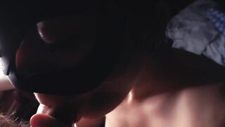 SLOW MOTION. Barely Legal with red lips offer a slobber head