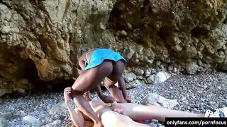 Ebony woman cave and seashore
