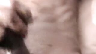 Young black amateur strokes his lubed up BBC and cums