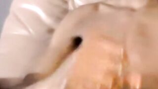 Young black amateur strokes his lubed up BBC and cums