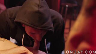 Handsome gay in jokcstrap anally fucked by big cocked homo