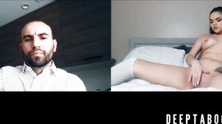 Sexy Athena Faris webcam pussy play while bald stud watches