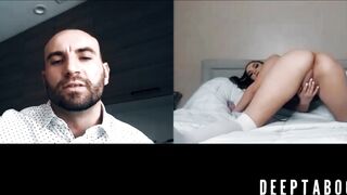 Sexy Athena Faris webcam pussy play while bald stud watches