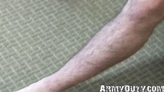 Solo Latin soldier Dominic Chavez strokes his big cock
