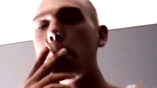 Young amateur jerks off his hairy cock and cums on camera