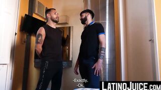 LatinoJuice.com - Bearded Latino Gustavo riding tattooed homo Milo big cock