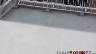 Japanese tennis babe plays with her pussy after practice