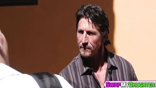 Horny teens Avi Love and Harley Jade love to fuck old dudes
