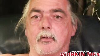 Older amateur man with small dick barely cums from jerking
