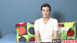 Interviewed twink Timo Garrett wanking off before cumshot