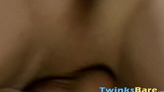 Glasses twink creampied after hardcore bareback pounding