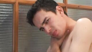 Amateur twink deepthroats hard cock before being ass fucked