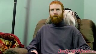 Ginger amateur with huge beard sucked dry by mature homo