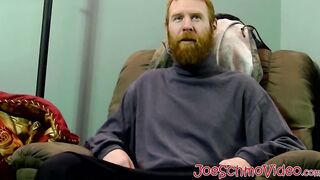 Ginger amateur with huge beard sucked dry by mature homo