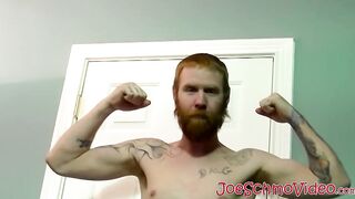 Ginger amateur with huge beard sucked dry by mature homo
