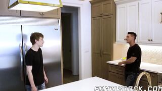 Musclular stepdad throat fucks and ass ravaged cute twink