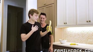 Musclular stepdad throat fucks and ass ravaged cute twink
