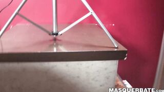 Attractive jock plays pool before stroking his big hard cock