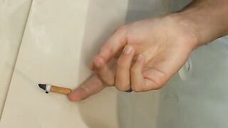 Gorgeous Christian Taylor stroking and smoking in the tub