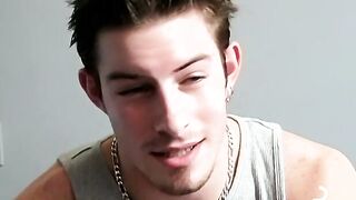 Attractive dude with chained necklace loves to jerk off