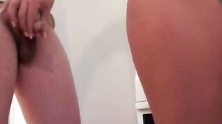 Babe Strokes His Small Cock