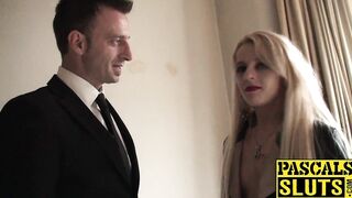 Sensual babe chokes on cock and gets spanked hard by dom