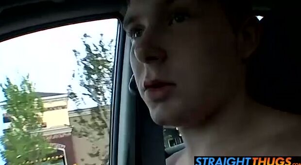 Horny Billy gets on the passenger seat and jerks his dick