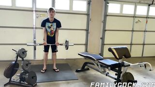 Inked stepson sucked off and ass drilled by muscle hunk