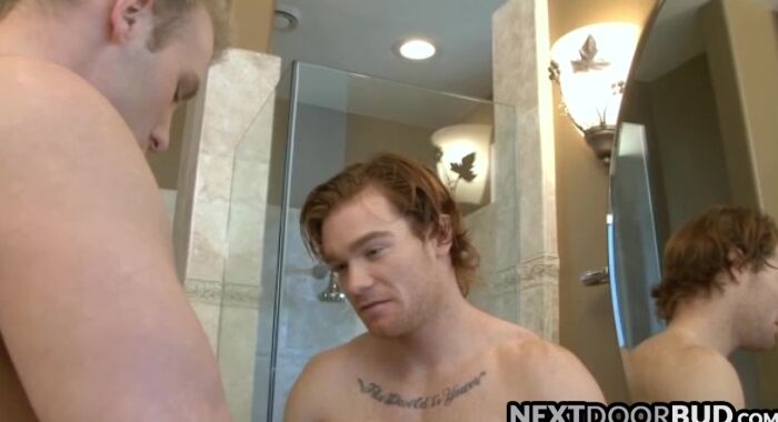 Athletic jock James Jamesson ball licked and cock sucked